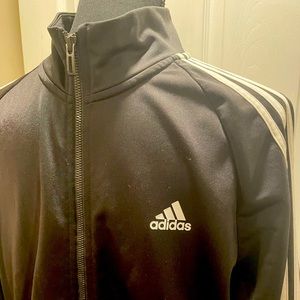 Adidas Track Jacket Zip Up Black White Strip Men Size medium